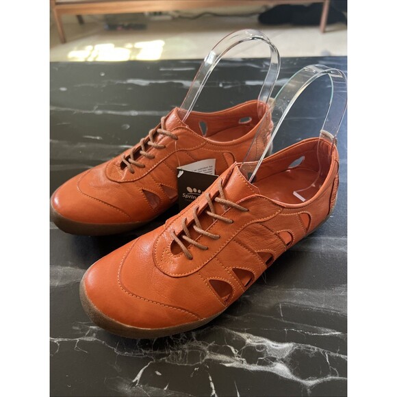 Spring Step Shoes - Spring Step Konak Sneaker Size 36/5.5-6 Womens Coral Orange Leather Shoe Cutouts